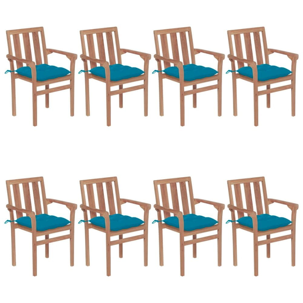 Petromila vidaXL Stohovateľné záhradné stoličky s podložkami 8 ks tíkový masív